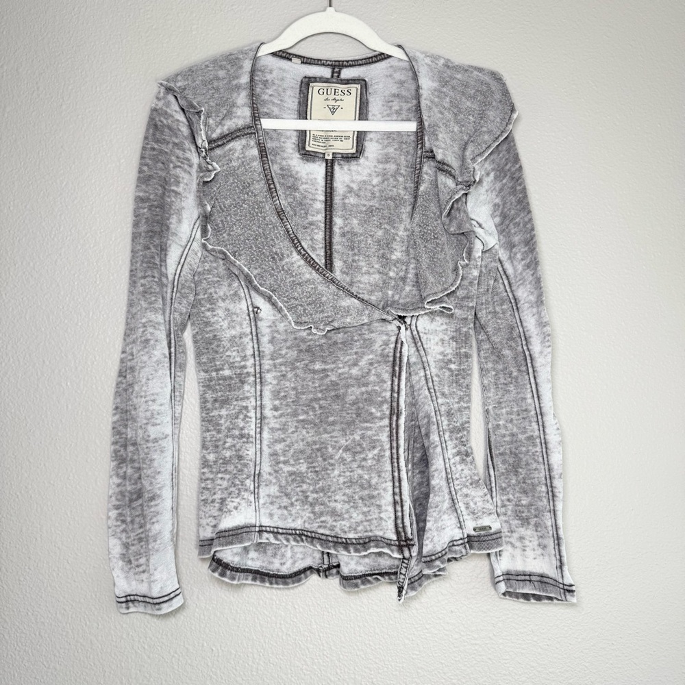 Guess Burnout Wrap Ruffle Sweater